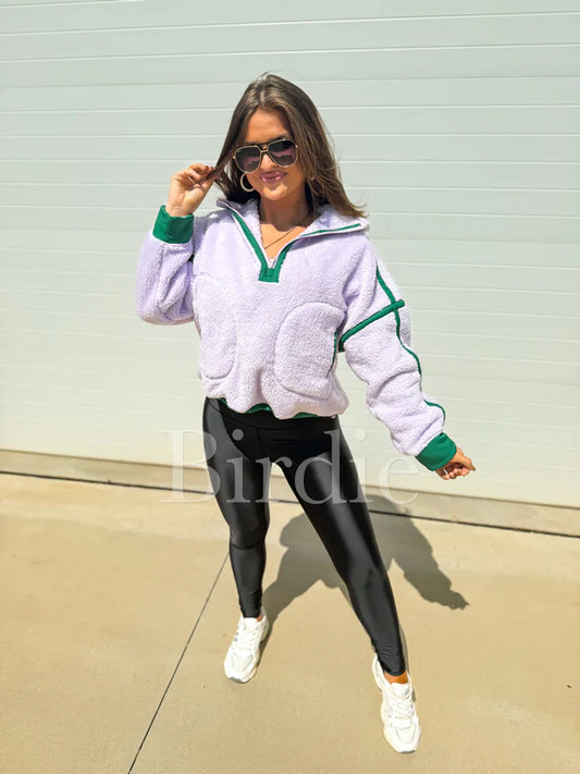 Lilac Boxy Bliss Half Zip