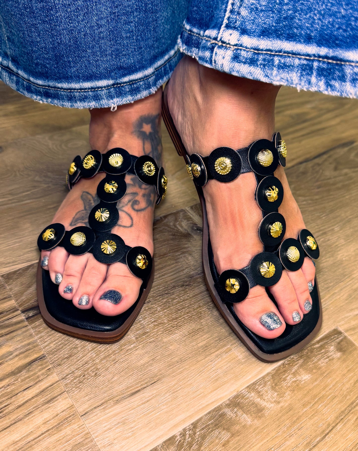 Corkys Beach Studded Black Sandals