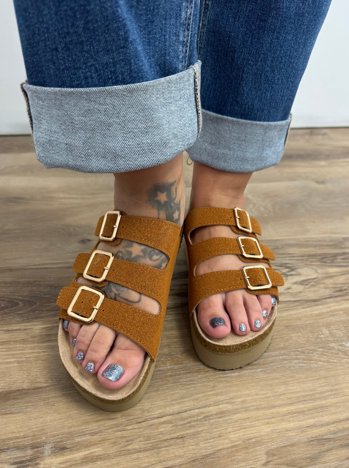 Camel Platform Sandals
