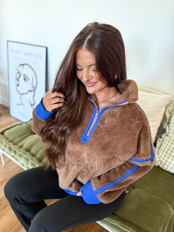 Brown Boxy Bliss Half Zip