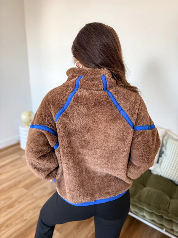 Brown Boxy Bliss Half Zip