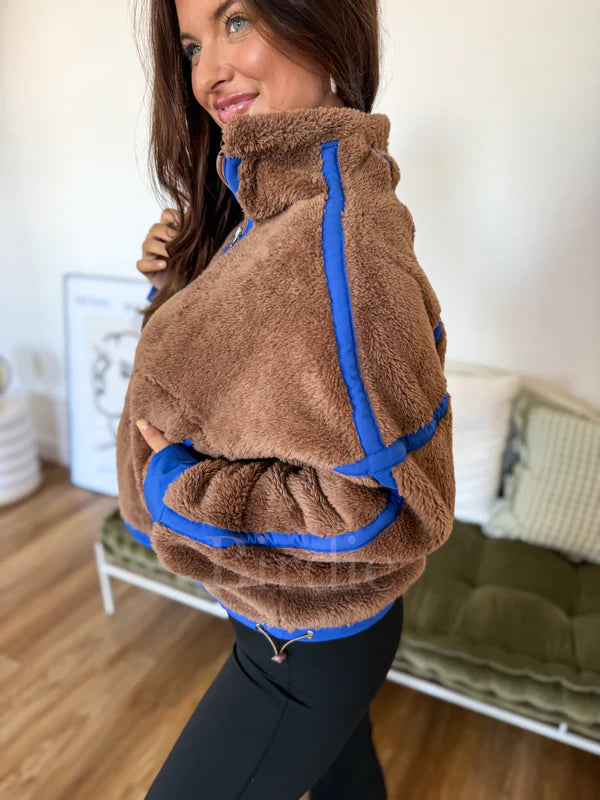 Brown Boxy Bliss Half Zip