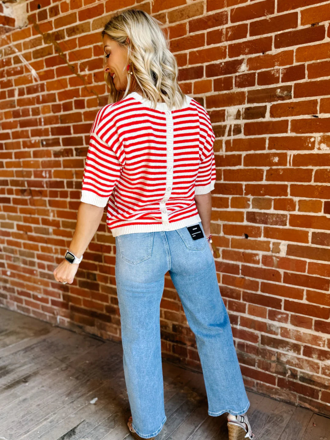 Layla Red Striped Knit Top