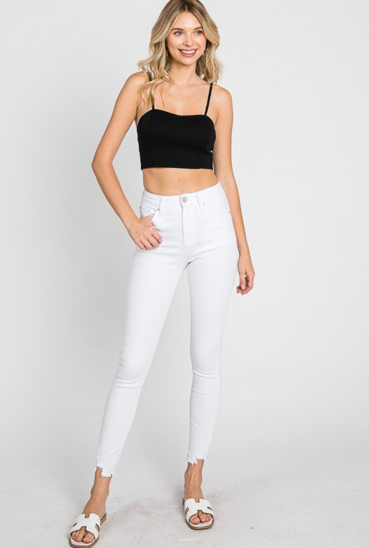 Waylon High Rise Skinny White Jeans